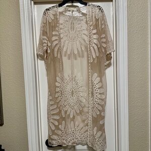 Rebellion Again Lace Kimono Sheer Duster XS